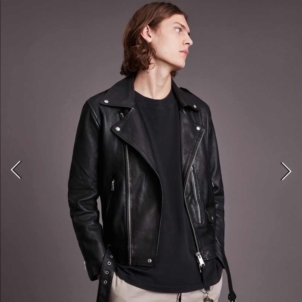 All Saints Dren Leather Biker Jacket - Men’s Small - NWOT